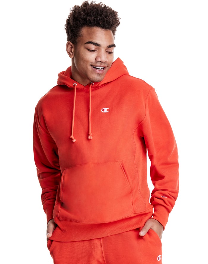 Champion Herre Hættetrøje Orange - Reverse Weave C Logo - Danmark WXJ-547296